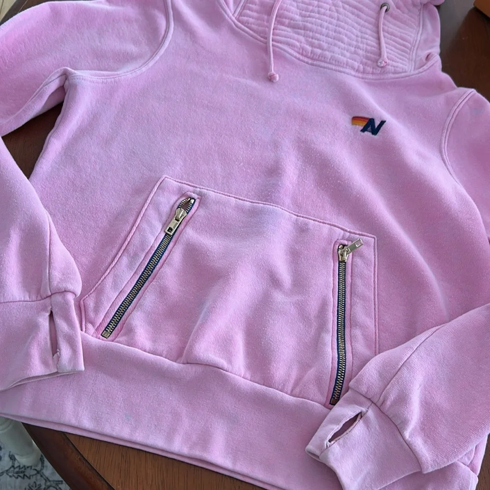 Aviator nation pink hoodie sweatshirt zip pocket - Picture 8 of 16
